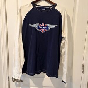 Triumph Motorcycle Heavy Weight Long Sleeve Raglan  Size Large Embroidered Logo